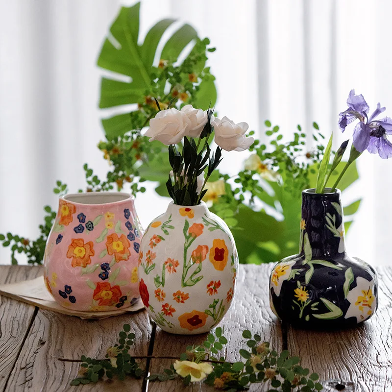 Keramikos Vaza Derliaus Ranka-dažytos Grafiti Gėlių Gėlių Vaza Gėlių Išdėstymas Priedai Porceliano Rankdarbių Terariumai