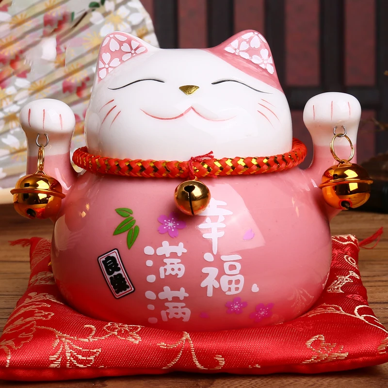 Maneki Neko Porceliano Pasisekė Kačių Namų Puošimas Ornamentais Likimo Katės Taupyklė Fengshui Amatų 6 Spalvų