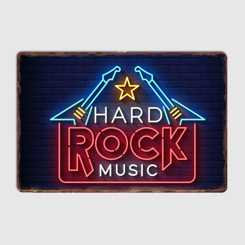 Hard Rock Muzikos Neoninis Ženklas Metalo Pasirašyti Plakatas Garažas Kambarį Dekoro Kino Gyvenimo Užsakymą Alavo Derliaus Sienos, Namų Dekoracijos