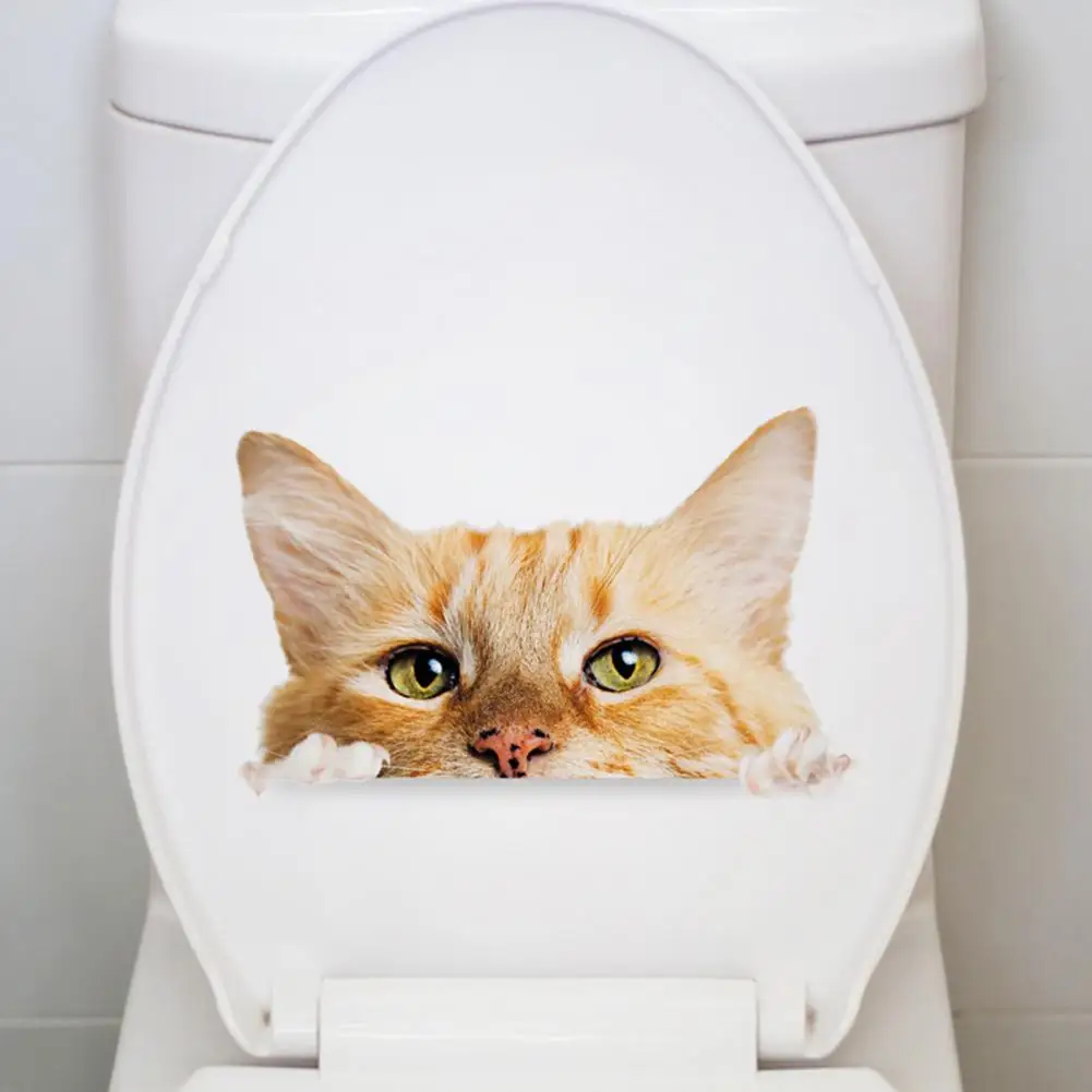 Vonios Tualeto Dangčio Lipdukas Ryškus Funny Cat Vandeniui Lengva Pašalinti Vonios Apdailos Lipdukai
