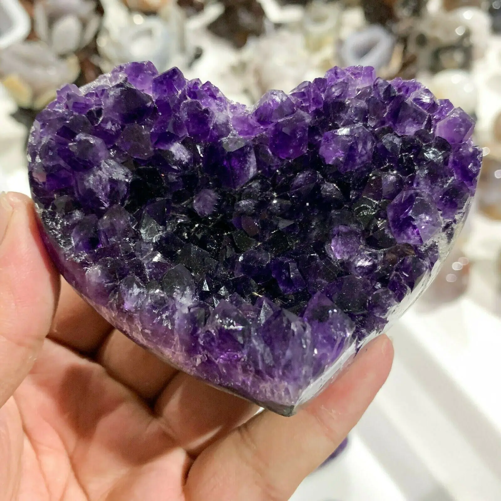 1 gabalas su gamtos ametistas skylę Mineralinių kristalų širdies kvarco pavyzdys energetikos remontas