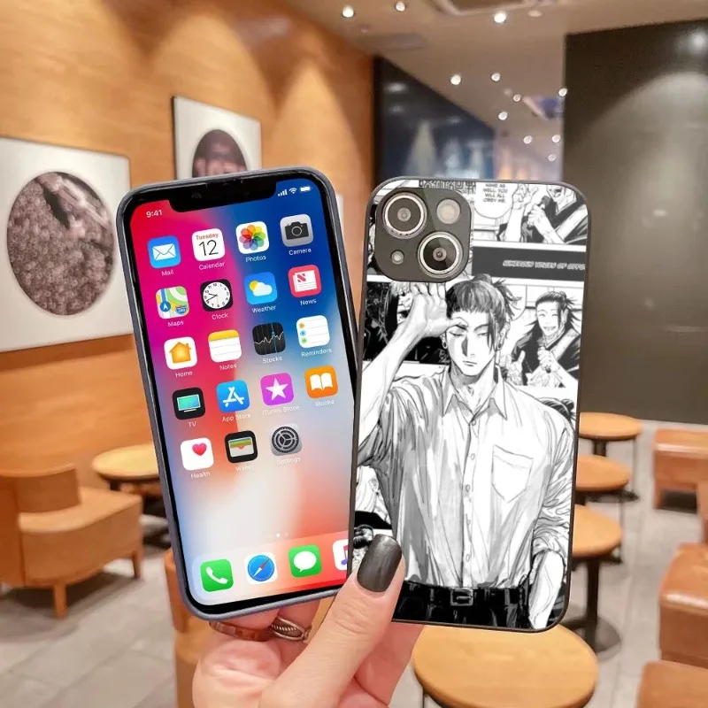 JJK Suguru Geto Mobiliojo Telefono dėklas skirtas iPhone 15 14 13 12 11 Pro Max X XR XS 8 7 Plius Skysto Stiklo Telefono Dangtelį Funda