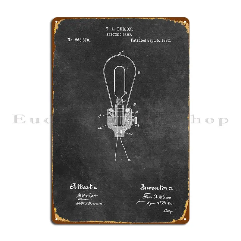 1882 Edisonas, Elektros Lempos, Metalo Apnašas Kino Plakatas Šalies Kino Geležies Dizaino Indas Pasirašyti Plakatas