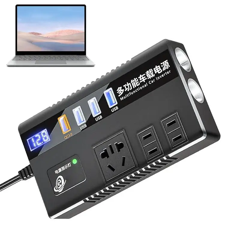 Automobilio Galios Keitiklio Galios Įrenginiai USB Įkroviklis Adapteris, 1-Port QC3.0 Greito Įkrovimo Skaitmeninis Ekranas Inverter Už Mobilųjį Telefoną Skustuvai