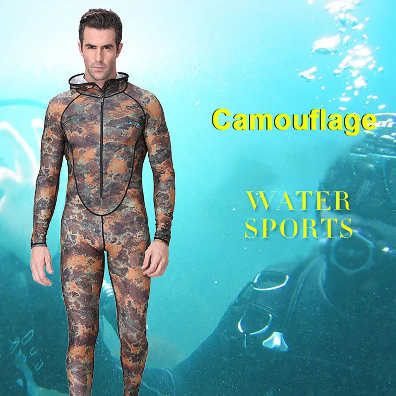 2023 Naujas Vyrų Kamufliažas Wetsuit vientisas Saulės Nardymo Kostiumas Hhooded Naršyti Medūzos maudymosi kostiumėlį Banglenčių povandeninės medžioklės