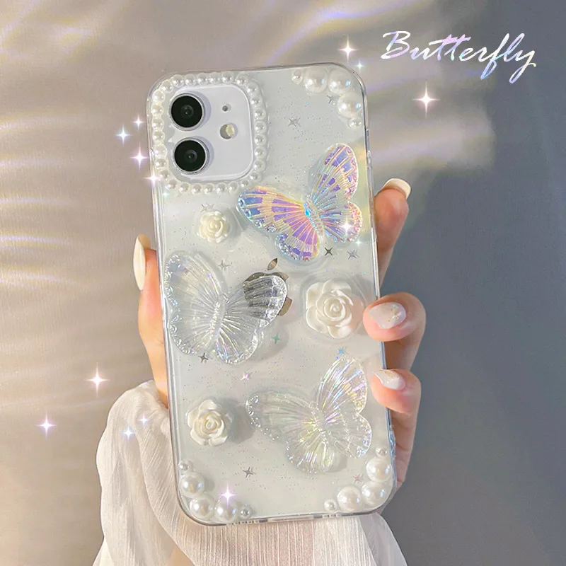 Retro crystal butterfly telefono dėklas skirtas iPhone 14 13 12 11 Pro Max 14Plus 13 12 x mini XS Max XR 7 8 Plus SE 2020 apsaugos atveju