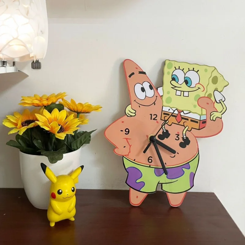 Anime Cartoon Spongebobs Patriko Star Sieninis Laikrodis Kūrybos Kawaii Plastiko Dekoratyvinis Laikrodis, Papuošalai Sienos, Namų Interjero Puošimas
