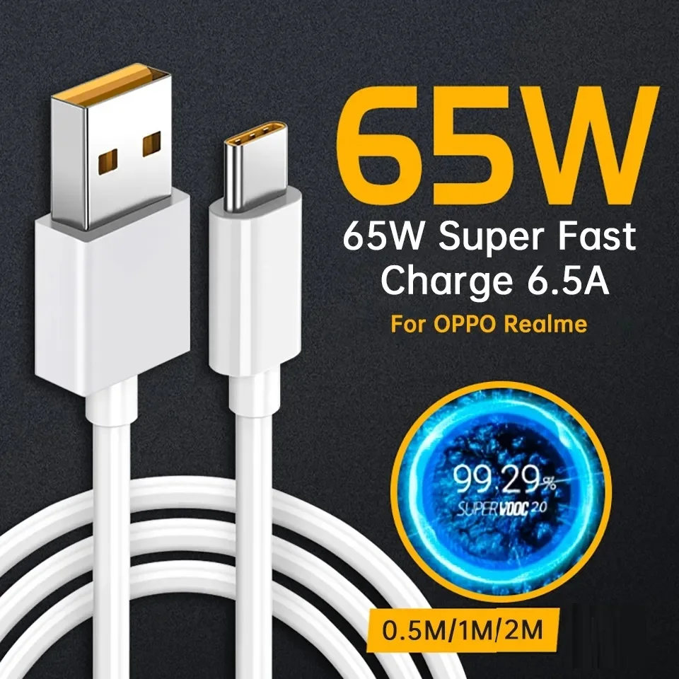 65W Super VOOC USB C Kabelio Greito Įkrovimo Tipas-C Kabelio Kolega Realme GT Neo3 GT2 GT2 Pro Q5 Pro 9 Pro+ Telefono