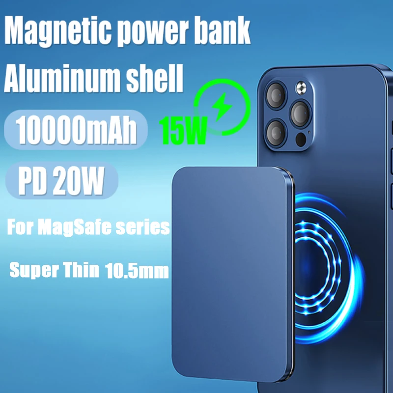 10.5 mm Belaidį Kroviklį Power Bank Magnetinio 10000mAh Mini Powerbank C TIPO PD20W Greitas Įkroviklis iPhone 14 13 12 Magsafe serija