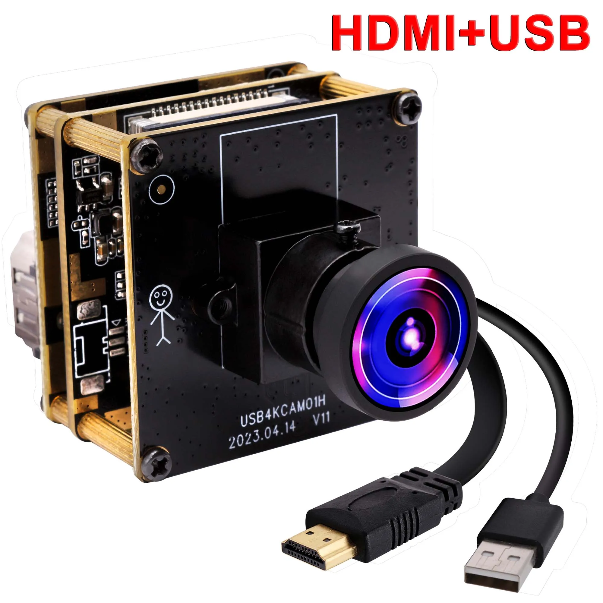 ELP 4K HDMI, USB Kamera Modulis su Plataus Kampo 120Degree Objektyvas H. 265 2X Digital Zoom Mini USB Lightburn Kamera, PC Projektorius