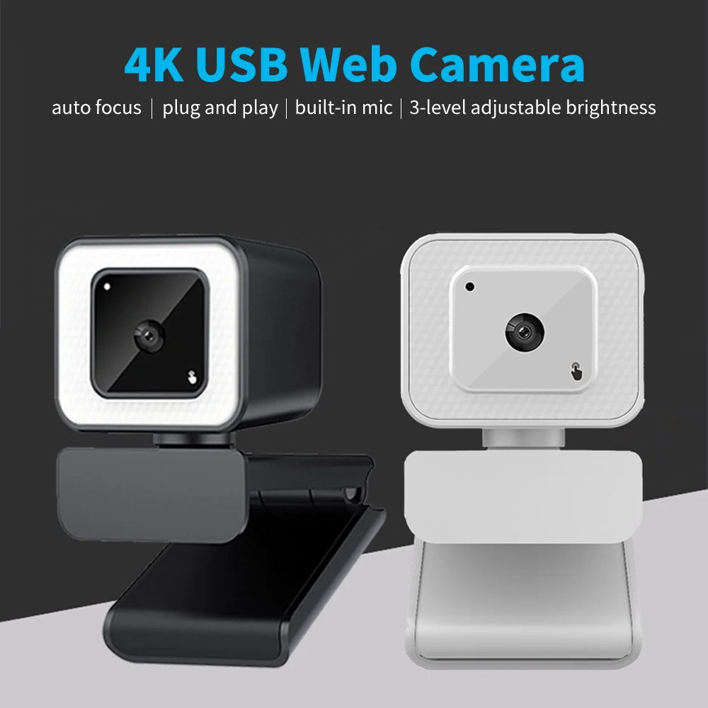 4K USB Kamera Plataus Kampo Auto Focus 3-lygių Ryškumo Reguliavimas USB Web Kamera, Built-in Triukšmo Mažinimo Mikrofonas PC Kamera