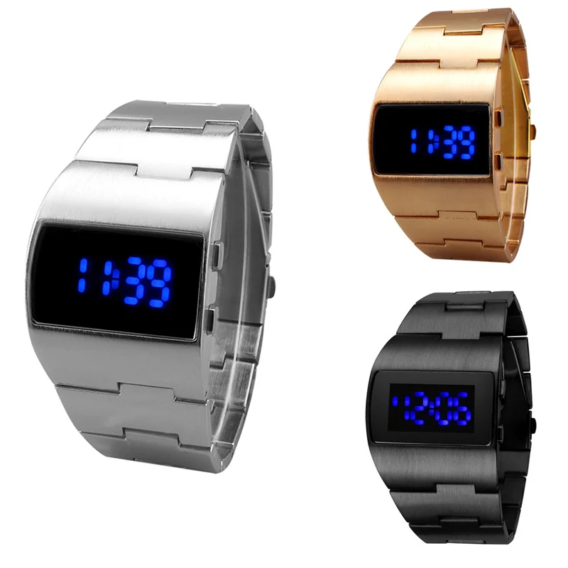Mados Riešo Žiūrėti Vyrus Karinių Vandeniui LED Watch Nerūdijančio Plieno Skaitmeniniai Laikrodžiai Verslo Laikrodžiai Laikrodis H9
