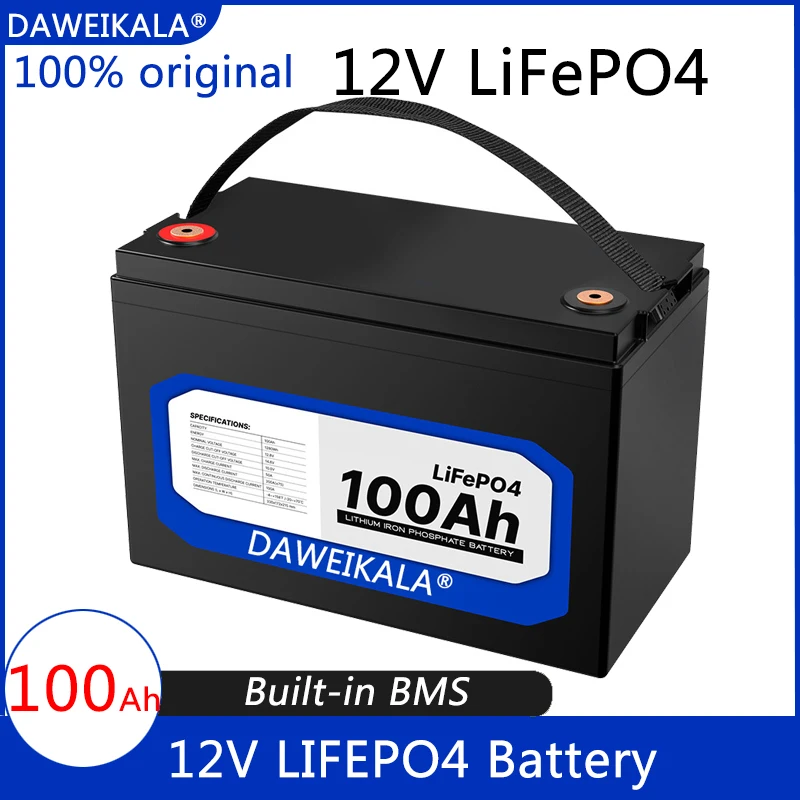 12V 100Ah Ličio Geležies Fosfato (LiFePO4 Baterija įmontuota BMS LiFePO4 Baterijos, Saulės Energijos Sistema RV Namas Velkamosiomis Motorinių