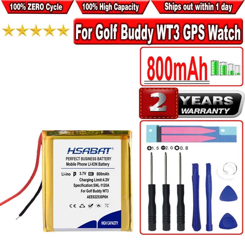 HSABAT 800mAh AEE622530P6H Baterija Golfo Bičiulių WT3 GPS Žiūrėti