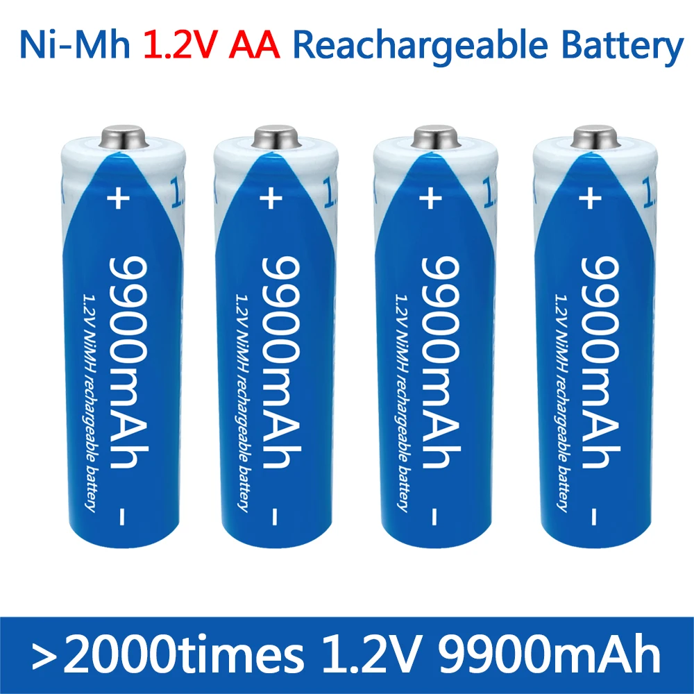 Aukštos kokybės AA 1.2 V 9900mAh Įkraunamos NI-MH Baterijos AA 1.2 V 9900mAh, Žibintuvėlis, Žaislų Žiūrėti NI-MH baterija + Nemokamas pristatymas