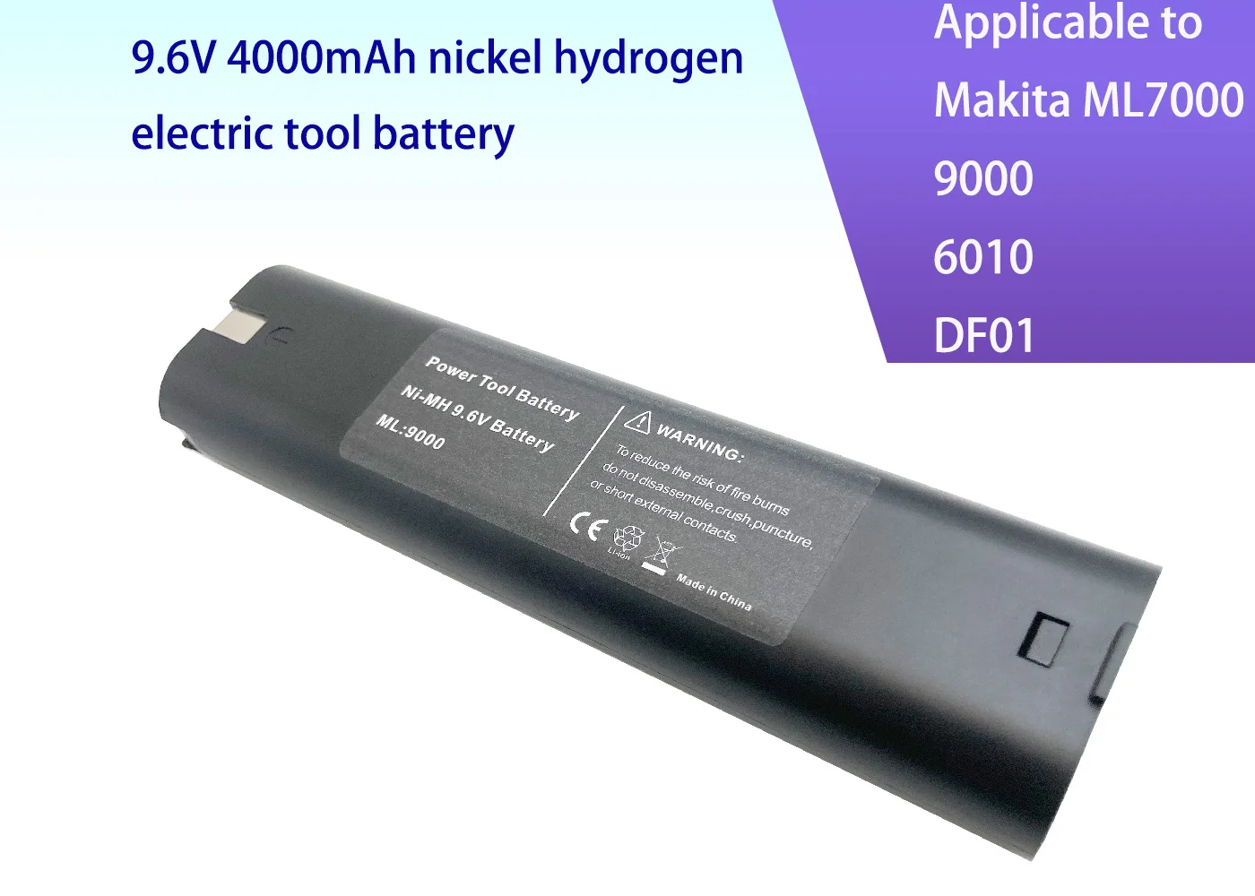 9.6 V 4Ah nikelio hidrido baterijos, tinka Makita ML7000 9000, 6010d, DF01, ir pan., originalus gamyklos kokybės，stipri galia