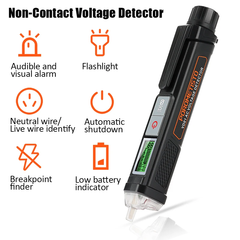 Ne-Kreipkitės Įtampos Detektorius Elektros Pen LCD Ekranas AC Įtampos Testeris Smart atskaitos tašką, Finder 12-1000V Įtampos Indikatorius