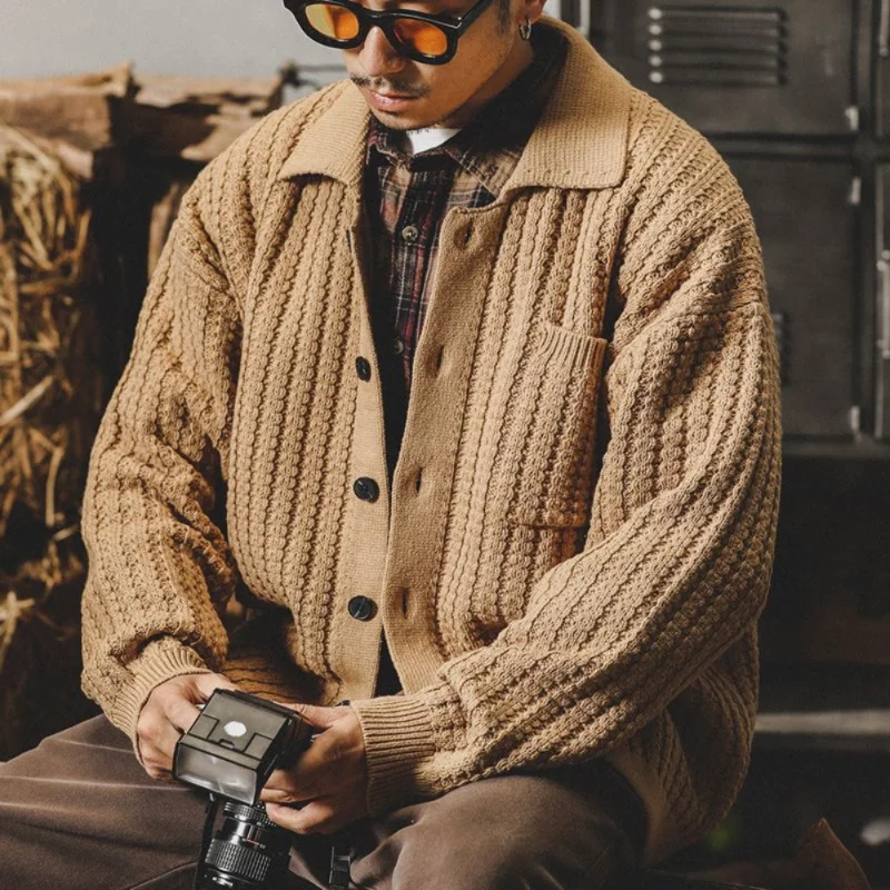 Megztinis Kailis Vyrų Palaidi Tinka Anglijos Stiliaus Rudens Žiemos Megzti Megztinis Paltai Vyrų Mados Streetwear Vintage Laisvalaikio Stilius