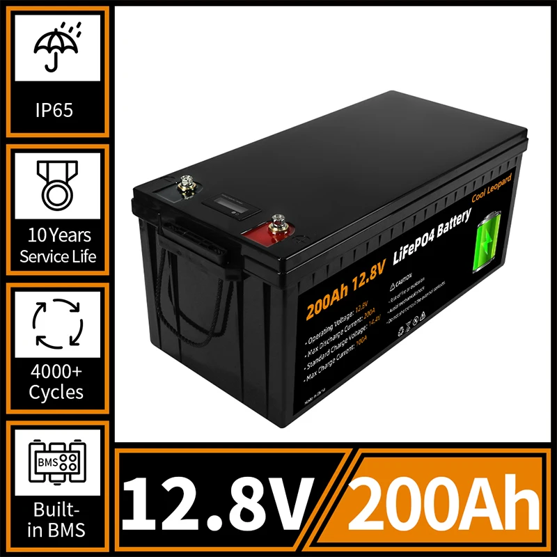 12V 200Ah LiFePo4 Baterija įmontuota BMS,už 12.8 V Golfo Krepšelį Valties Variklių Saulės Sistema, Įkraunamas Ličio Geležies Fosfato Baterijos