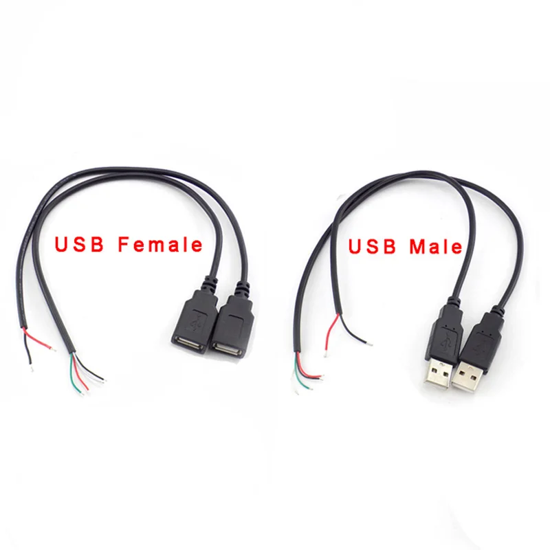 USB Jungtis Vyras Moteris Kabelis 4 Pin Laidus Duomenų Kabelis ilgintuvas 2 Pin Maitinimo PASIDARYK pats 5V Adapteris Įkrovimo 0,3 M 2M 1M