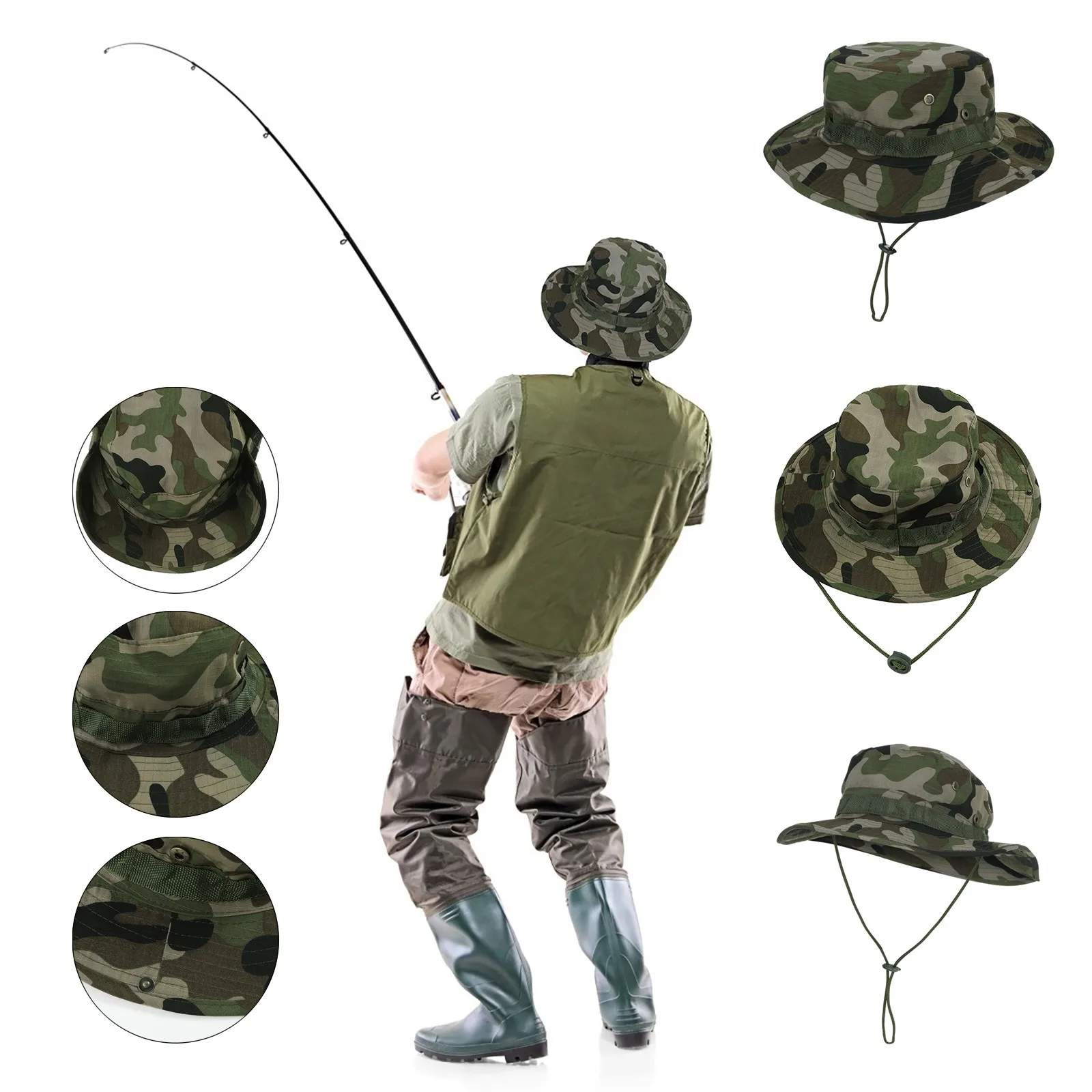 Medžioklės Vyrai Kamufliažas Reguliuojamas Kepurės Bžūp Skrybėlę Skrybėlę Lauko Boonie Bžūp Žvejys Kepuraičių Mielas Bžūp