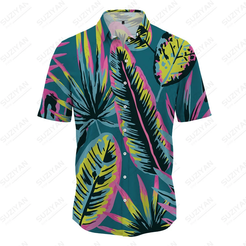 Gotikinio Stiliaus Marškinėliai Lapų 3D Atspausdintas Havajų Marškinėliai vyriški Vasaros trumpomis Rankovėmis Marškiniai Plius Dydis Atsipalaidavęs Atsitiktinis Vyrų Button Cardigan
