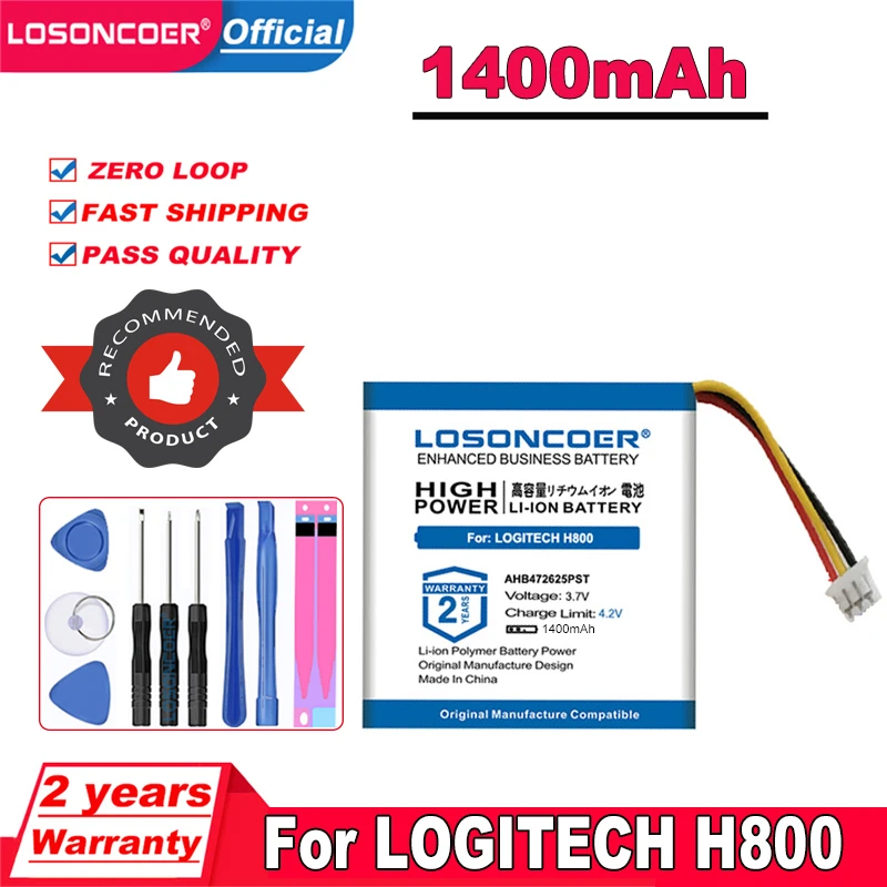 LOSONCOER 1400mAh Baterija LOGITECH H800 533-000067 SINERGIJĄ AHB472625PST 981-000337 Ausinės Ausinių Baterijos