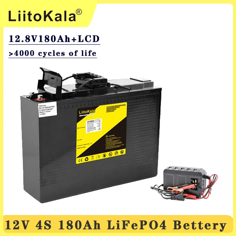 LiitoKala 12V 180Ah lifepo4 baterija Baterijos 4S 12.8 V RV Stovyklautojai Golfo Krepšelį Off-Road, Off-grid Saulės Vėjo