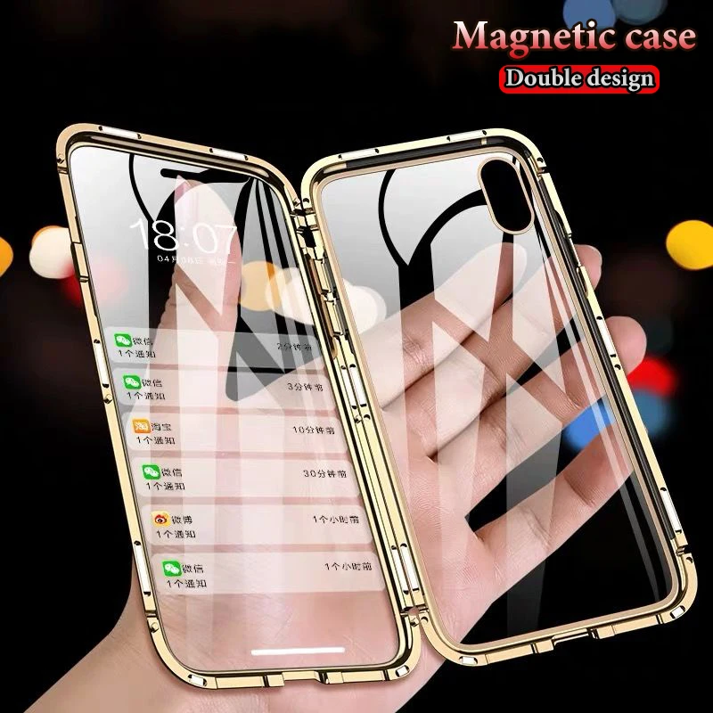 Dvipusis Metalo Magnetinių Adsorbcijos Atveju iPhone 15 14 12 11 13 Pro XS Max XR Stiklo Magnetas Atveju iPhone 7 8 Plius Padengti