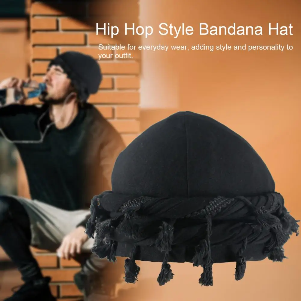 Dviračių Bandana Skrybėlę Vyrų Bandana Hat-Hop Stiliaus Juodos Medvilnės Turbaną Kepurės su Burr Apdaila Supinta Uodega Pakraštyje Vyrams Unikalus Plaukų