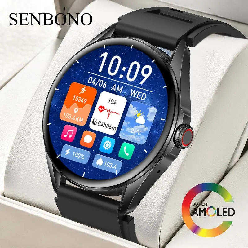SENBONO L61D 2023 Amoled Smartwatch Vyrams, Moterims, 