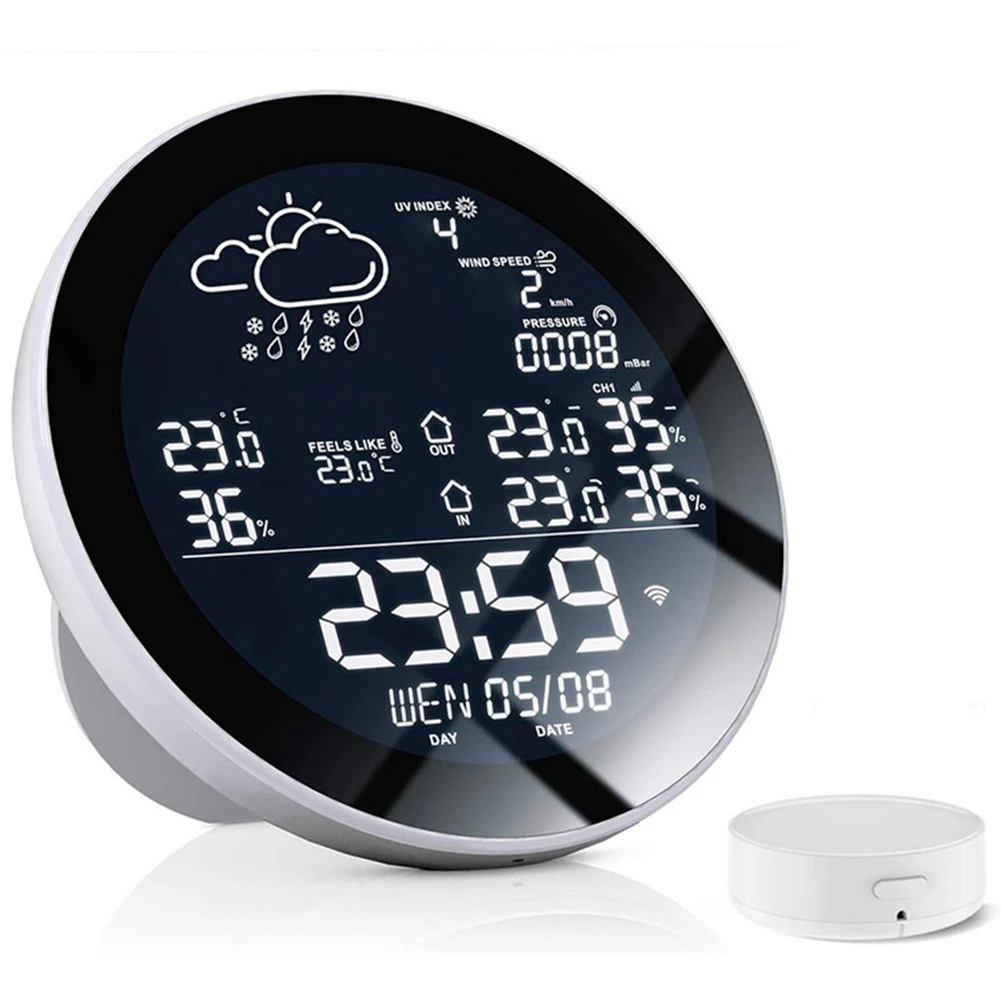 Tuya Wifi Smart Stotį su Laikrodžiu Temperatūra ir Drėgmė Metrų Didelis Spalvotas Ekranas Oras Laikrodis Temp