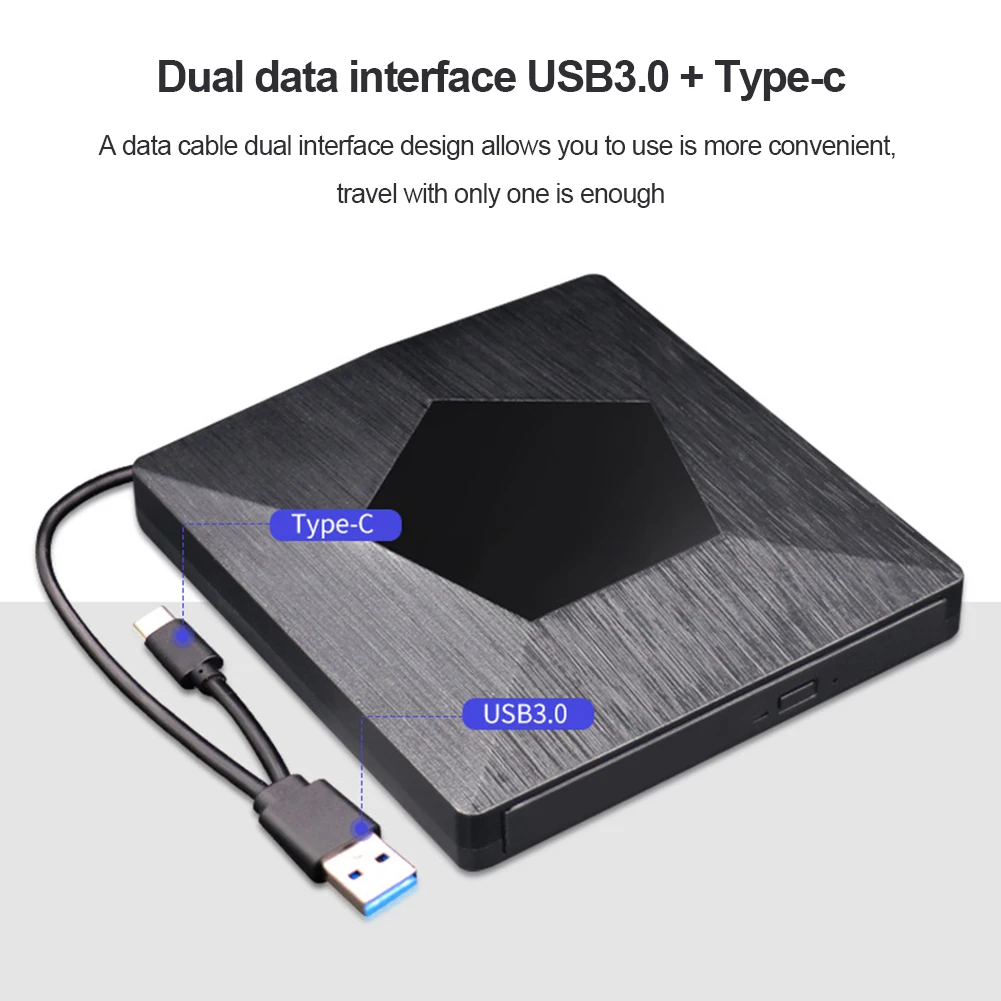 Išorinis DVD / CD įrašymo įrenginį USB 3.0 Tipas-C / CD DVD Grotuvas 3D Slim Optinių Diskų 