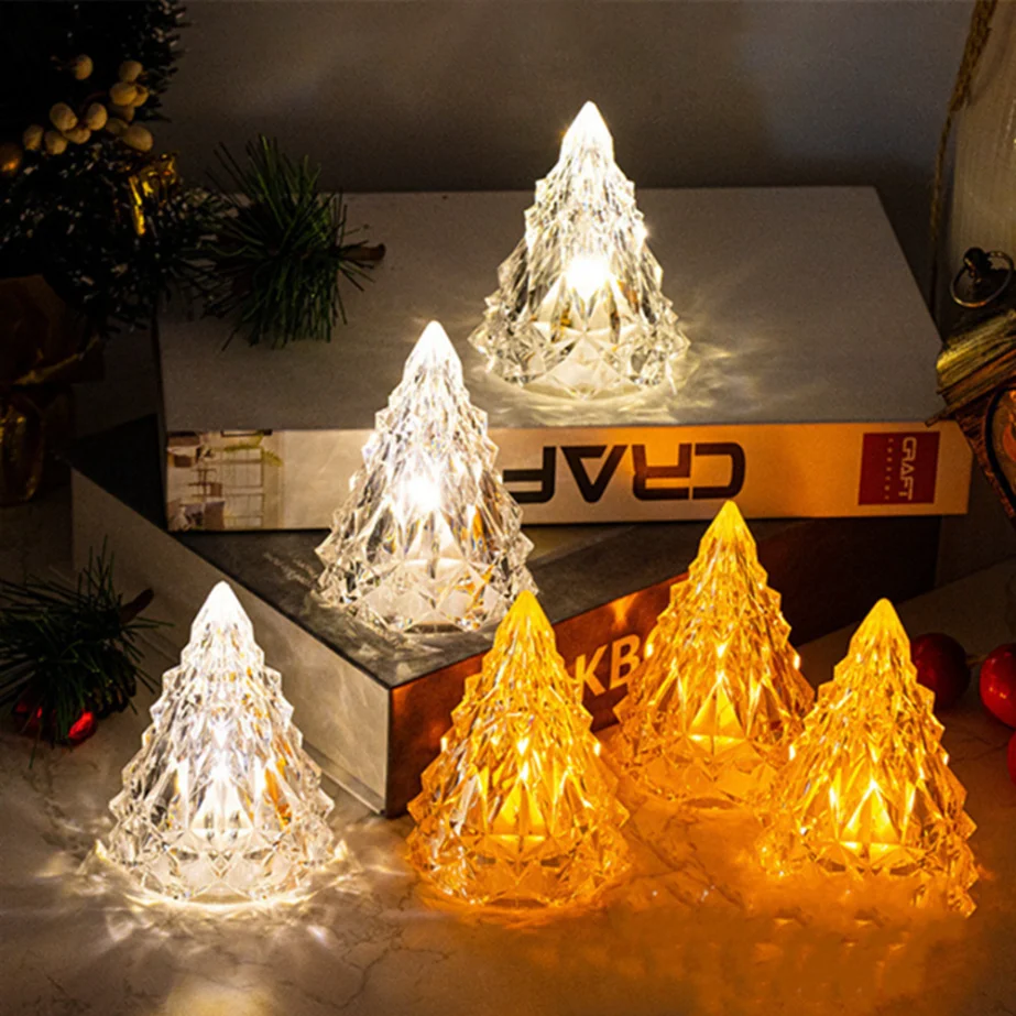 Kūrybos Kalėdų Eglutės Formos Stalo Lempa Krištolo Ir Deimantų Stalo Lempos Mini Naktį, Šviesos, Šviesos Žvakės Atmosfera Lempos Šviesos Naktį