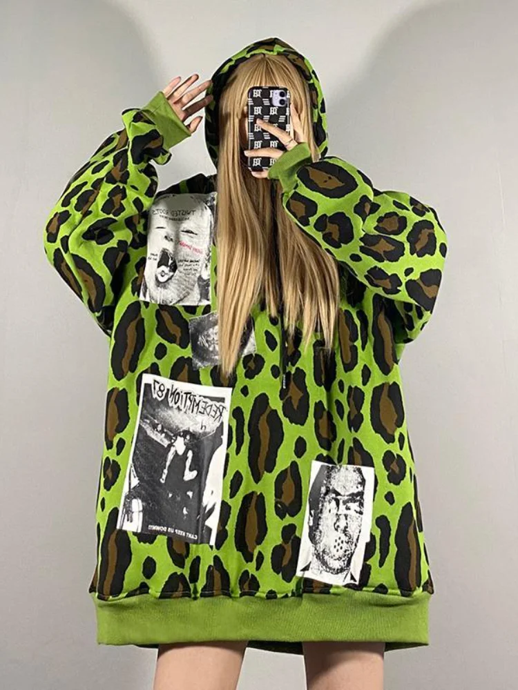 HOUZHOU Grunge Derliaus Streetwear Hoodie Moterų 2023 M. Rudenį Amerikiečių Hip-Hop Retro Mados Negabaritinių Gobtuvu Palaidinukė Y2k Naujo