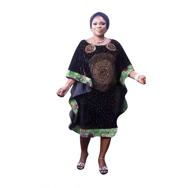 Aksomo Audiniu Vaškas Medžiaga Paspaudus Gręžimo Afrikos Plius dydis Moterų Musulmonų Apdaras Suknelė S9095