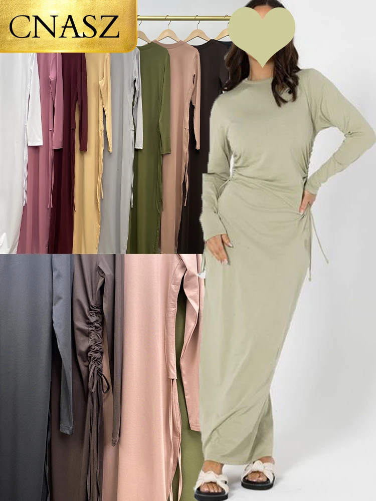 Vasaros Sijonas Tinka Moterims, Naujos Vidinės Suknelė Musulmonų Atsitiktinis Suknelė Moterims Drabužių Islamo Abaja Ilgomis Rankovėmis Maxi Plonas Vidinis Suknelė