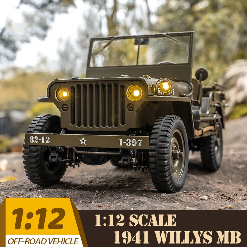TRS RC Automobilių 1/12 1941 MB Scaler Willys Jeep 2.4 G 4WD RTR Vikšriniai Laipiojimo Masto Karinių Sunkvežimių, Bekelės Transporto priemonių Suaugusiųjų Vaikų Žaislas
