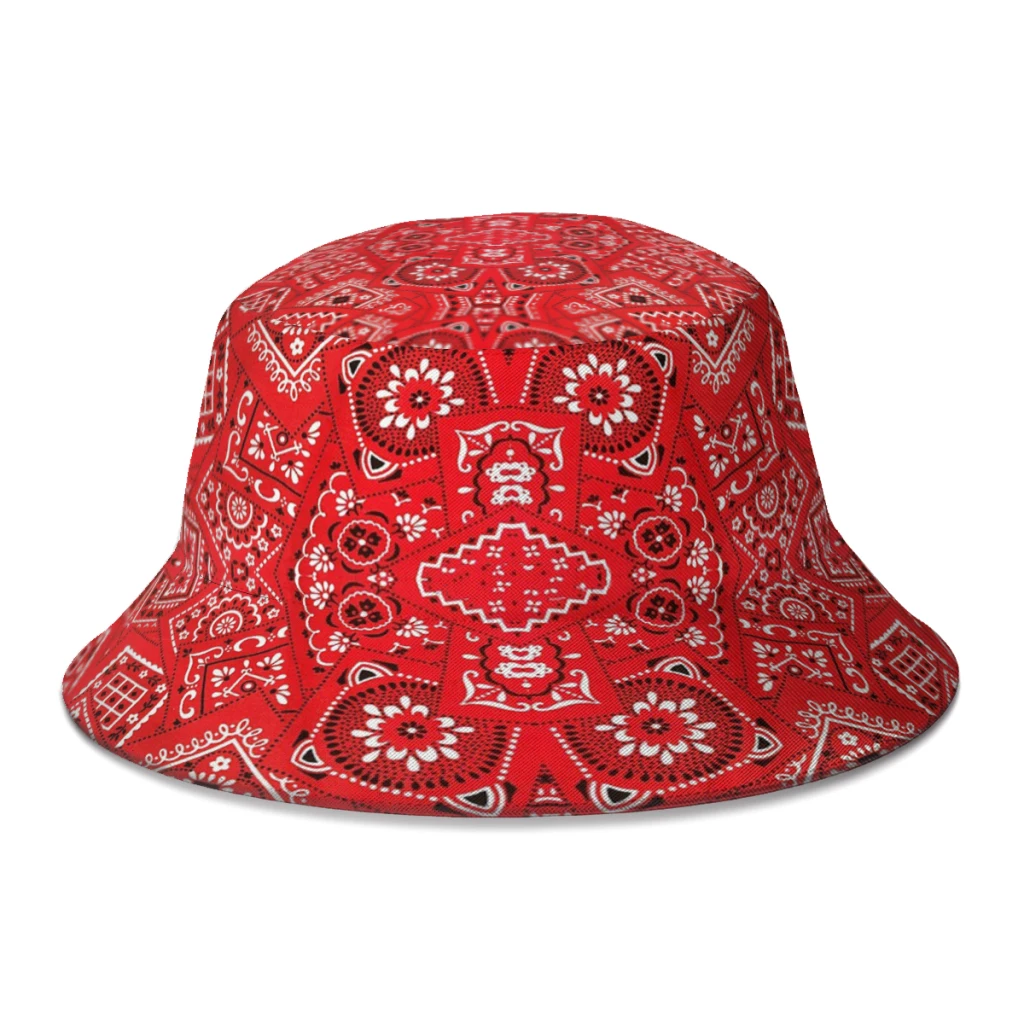 2022 Naujas Vasaros Raudona Bandanna Modelis Kibirą Skrybėlė Unisex Lauko Sulankstomas Bob Žvejys Skrybėlės Boonie Hat