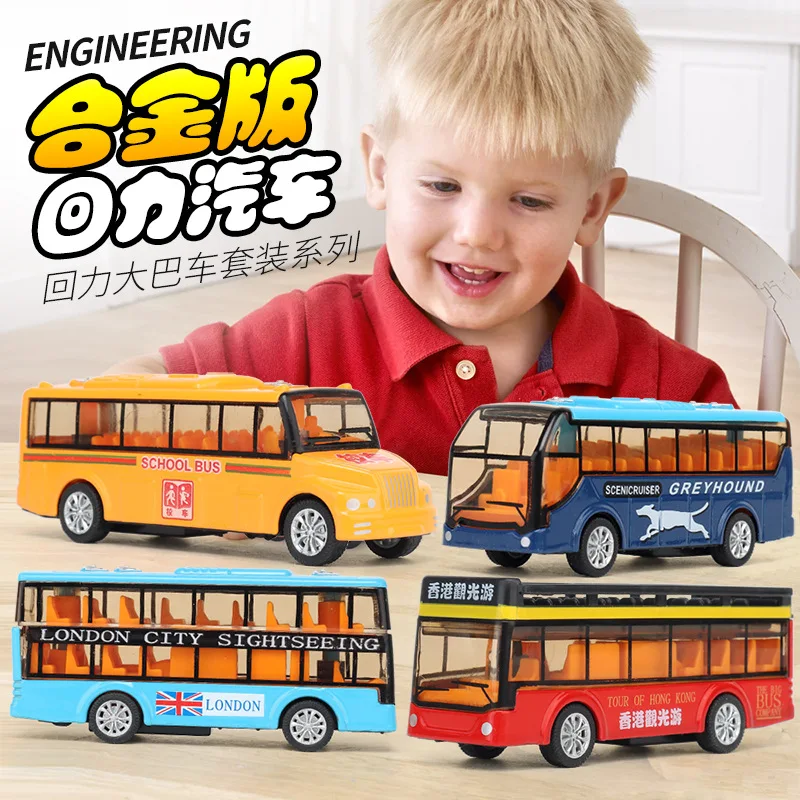 Mini Lydinio Automobilio Modelį Dviaukštis Autobusas Modeliavimas Traukti Atgal Autobusu Vaikų Žaislas Berniukui Gimtadienio Dovana Modelio Surinkimo p222