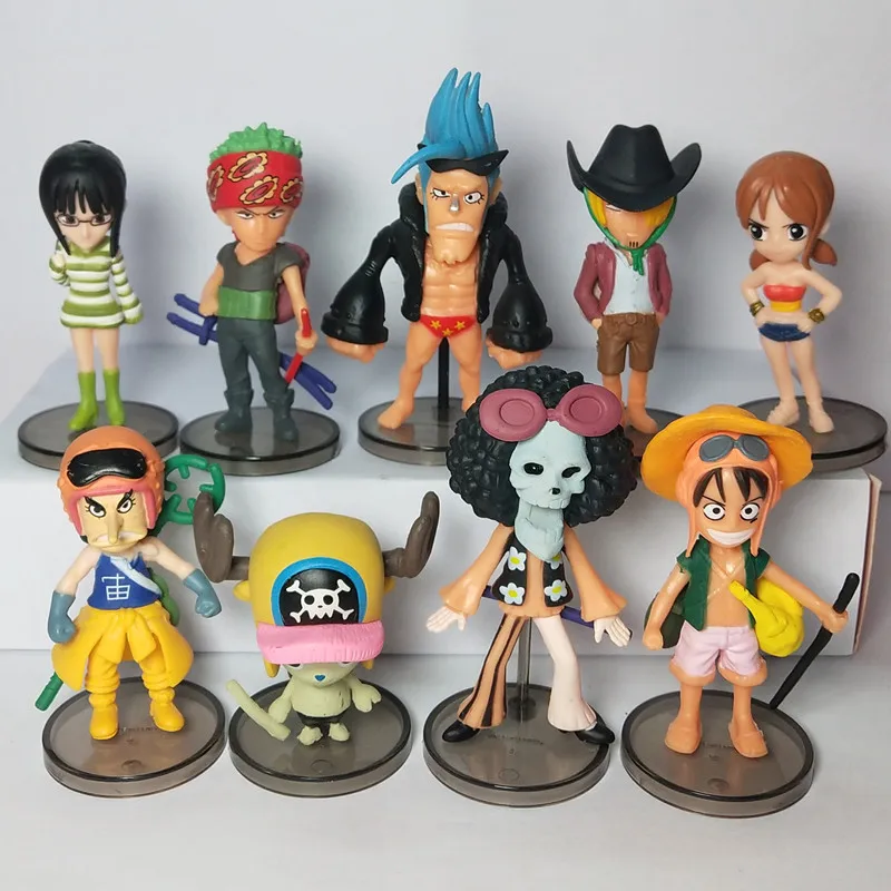 Anime ONE PIECE Pav Luffy Nami Sanji Robin PVC Statulėlės Q Modelis Žaislas Pakabučiai Keychain Oraments Pilnas Komplektas Dovanos, Kolekcionuojami daiktai