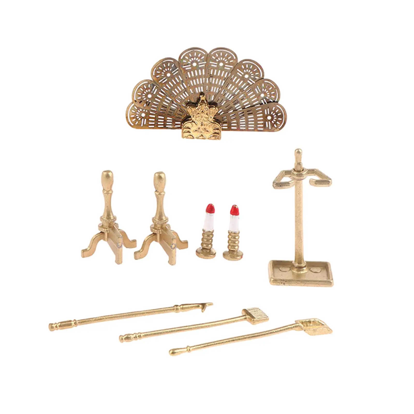 1:12 Masto Lėlės Namas Židinys Dangtelį Nustatyti Miniatiūriniai Amatų Metalo Ornamentais Tvirtas Apsimesti Žaisti Žaislas