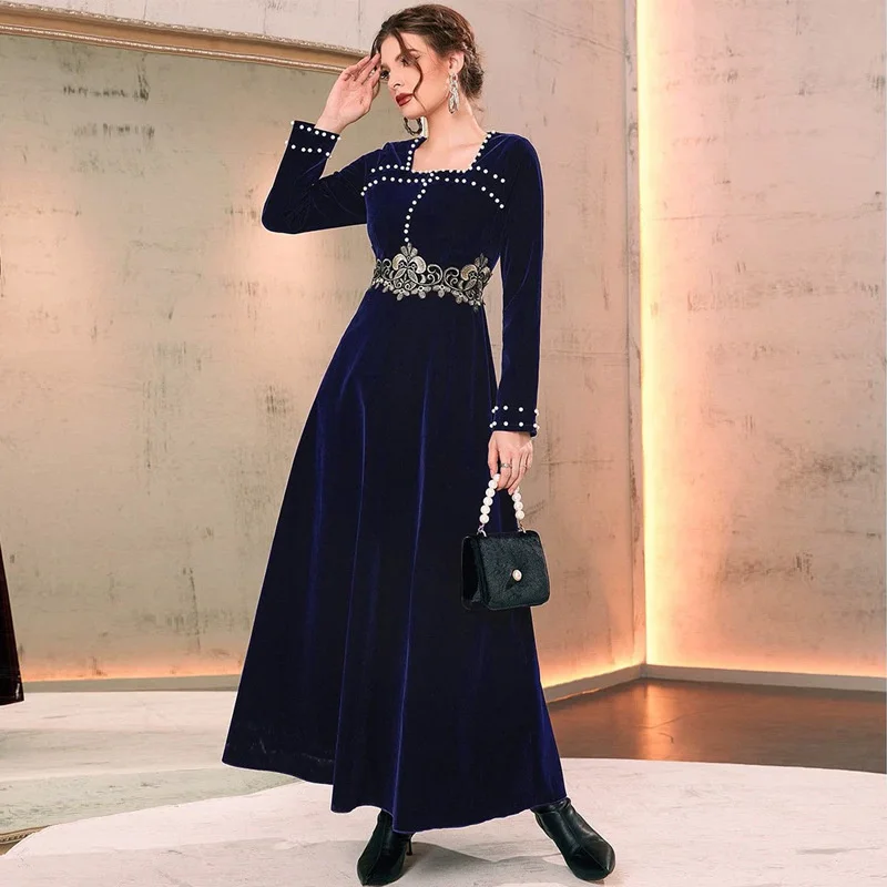 Maroko Suknelė Kaftan Vestuvių iki 2023 m. Rudens Žiemos turkijos Dubajaus Moterų Elegantiškas Aikštėje Zawalcowany Kaklo Suknelė Moterims Drabužių
