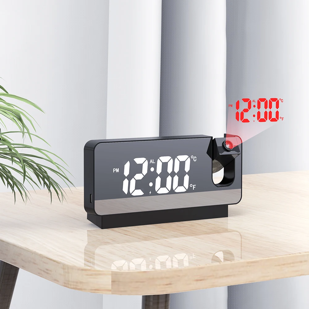 180° Sukimas LED Skaitmeninio formato Žadintuvas, USB Elektroninių Lubų Projektorius Laikrodis, Miegamojo Lovos Darbalaukio Stalo Laikrodžiai