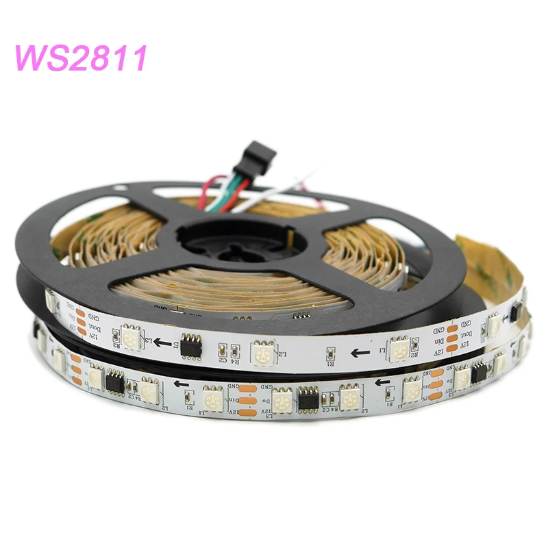 DC 12V 5m smart WS2811 pikselių Led šviesos Juostelės naudojamos 30/48/60leds/m full WS2811 IC SMD 5050 RGB led Juostos, lempos