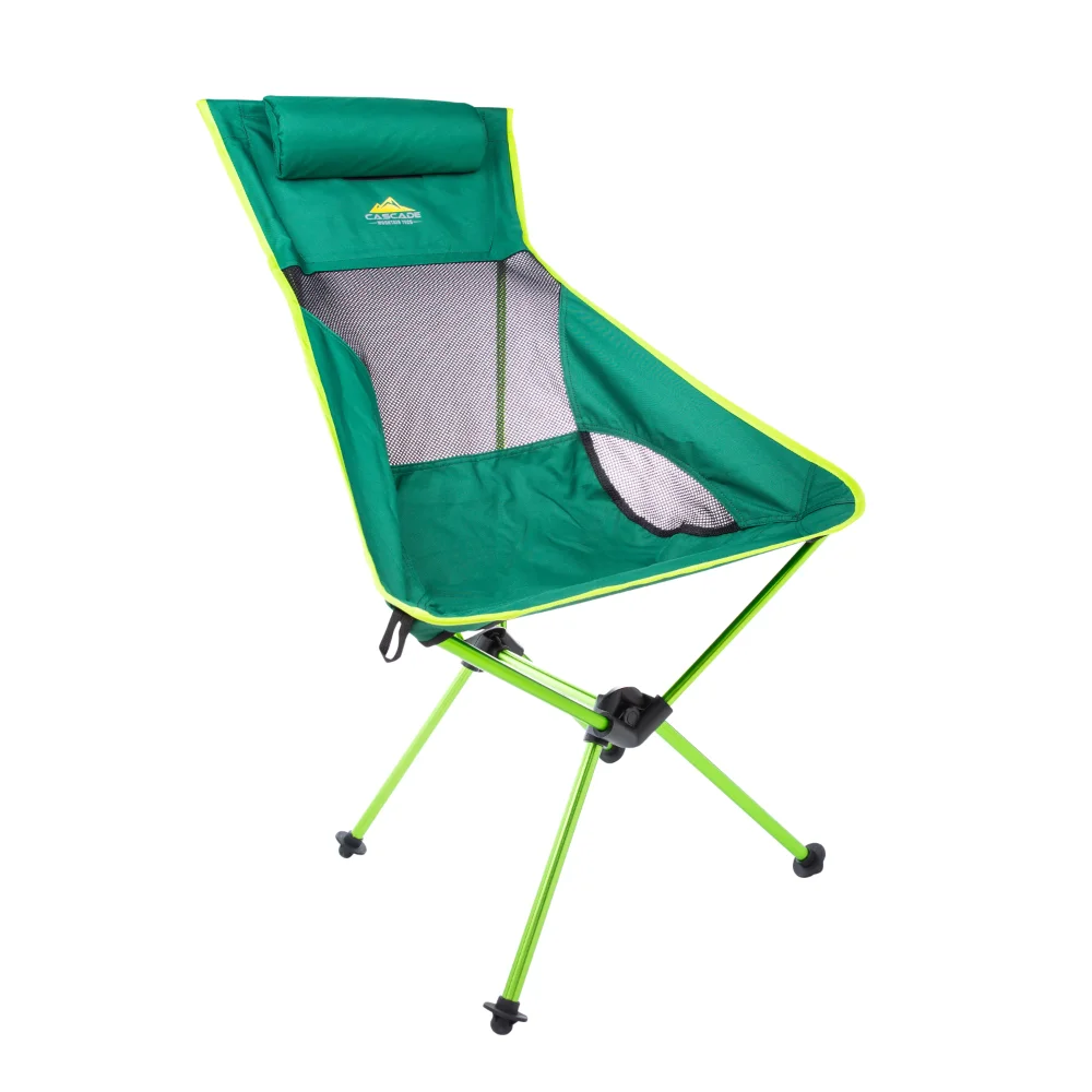 L Lauko aukštas atlošas lengvas stovyklavimo kėdė su atrama galvai ir lagaminą - žalia