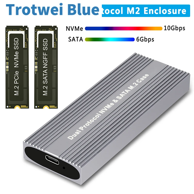 Dual Protokolo SSD Atveju Talpyklos M. 2 SATA NVME SSD Išorės Atveju JMS581D Chip Tool Nemokamai M/B+M Klavišą 2230 2242 2260 2280 M2 SSD