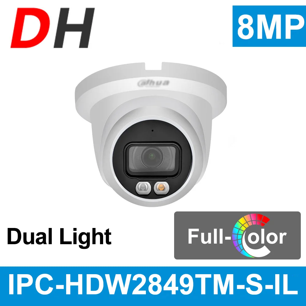Dahua 8MP IP Kameros 4K PoE IPC-HDW2849TM-S-IL Mini Dome Built-in Mic IP67 Smart Dual Šviesos Pupelės-Spalva IR Priežiūra, Vaizdo IPC