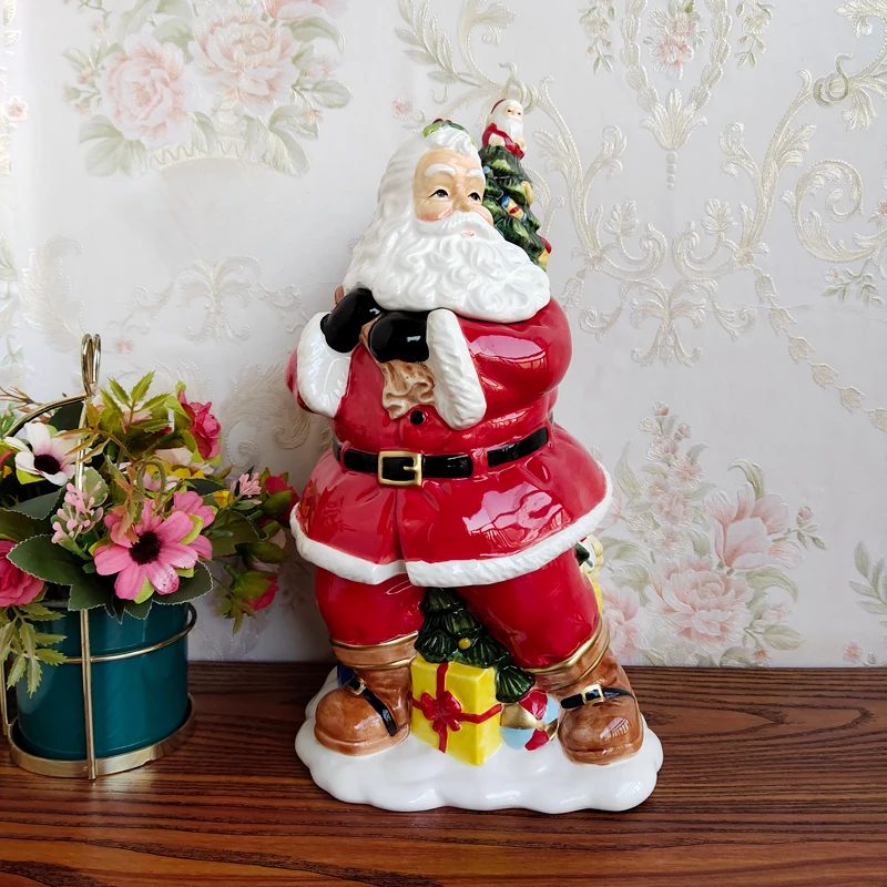 Europos vertus dažytos keramikos Kalėdų Senelis slapukas tin Namuose saugojimo jar Saldainiai jar Maisto produktų laikymo kambarį apdaila jar