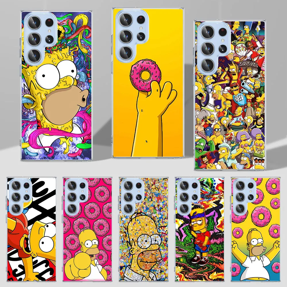 Animacinių filmų Homer Simpsons Atveju, Samsung Galaxy S23 S20 S22 Ultra S21 FE S8 S9 S7 Krašto S10 S10e Plius TPU Aišku, Telefono Dangtelį Funda